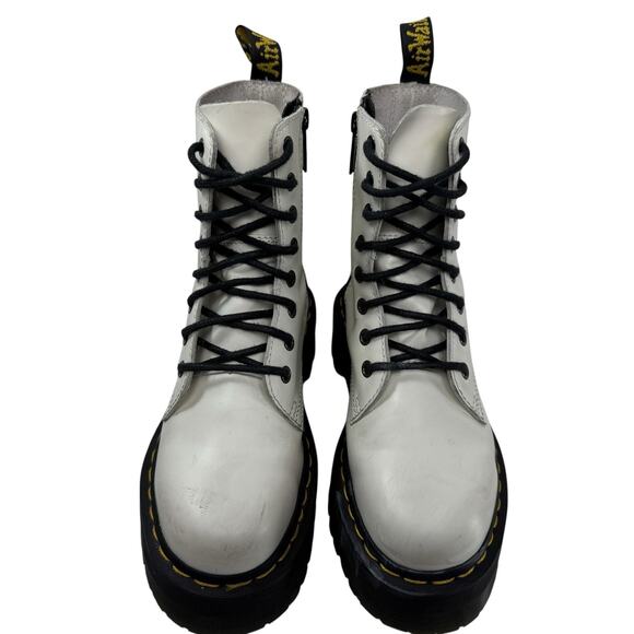 Dr Martens Jadon Chunky Platform Combat Boots Leather White Smooth Women Size 6 - Picture 2 of 11